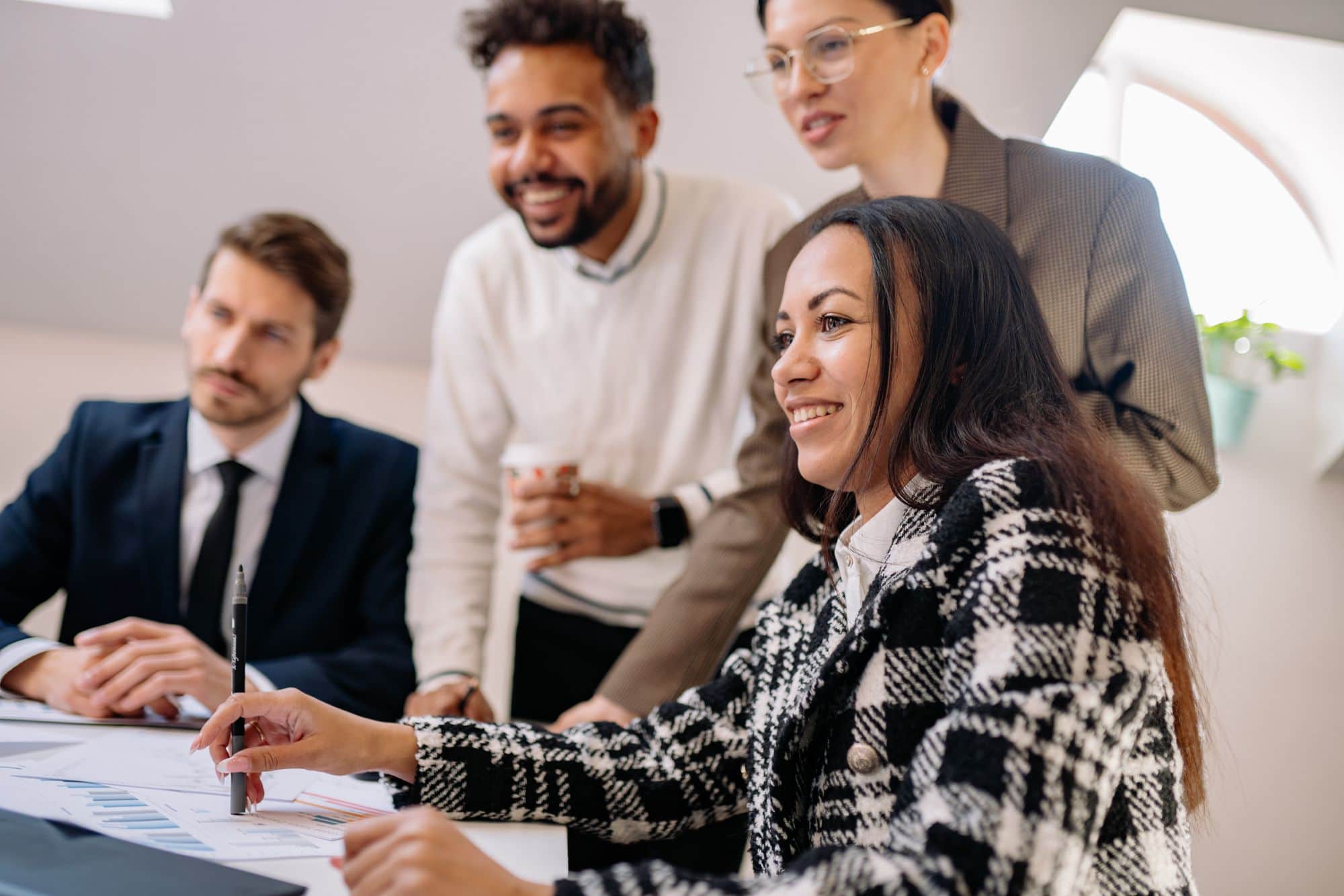 Smiling colleagues in the office